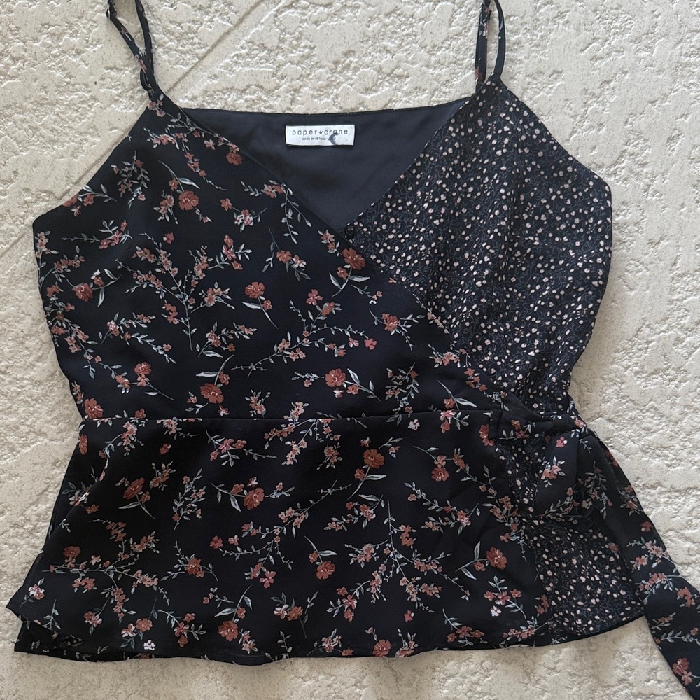 Paper Crane Black Floral Camisole